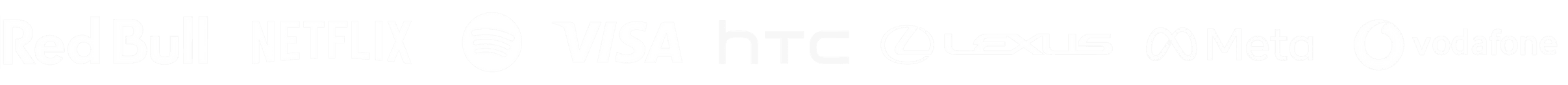 Red Bull, Netflix, Spotify, Visa, HTC, Lexus, Meta and Vodafone